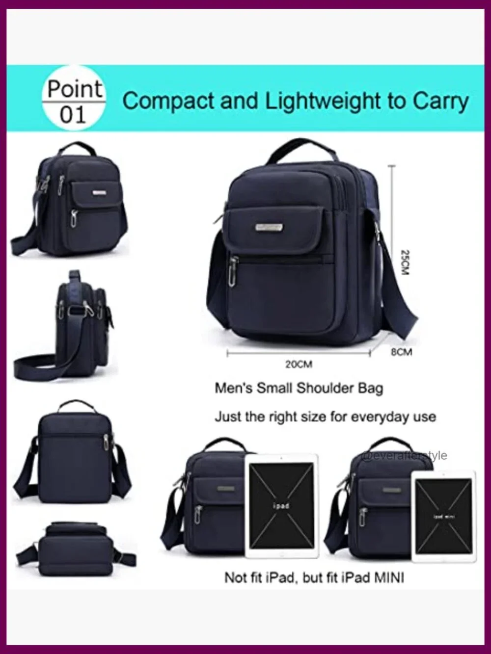 Men's Nylon Messenger Bag Crossbody Shoulder Bag Waterproof Lightweight Travel